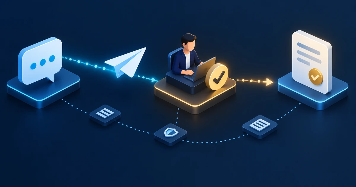 Telegram mesajından insan onayına ve yanıt kaydına uzanan bot iş akışı